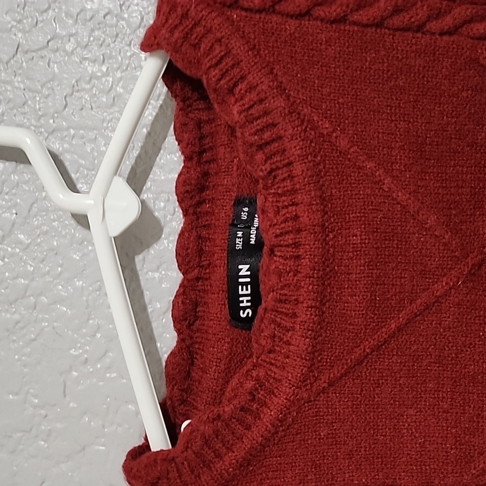 SHEIN Deep Red Cable Knit Sweater - Picture 3 of 5
